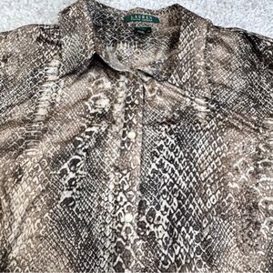 Lauren Ralph Lauren Snake Print Button Up Shirt. Zoo safari reptile animal 2x